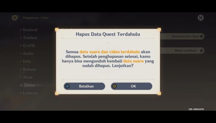 Cara Hapus Data Quest di Genshin Impact PC